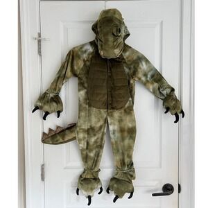 Kids Deluxe Dinosaur Halloween Costume Green T-Rex Plush Onesie Padded Size 2T